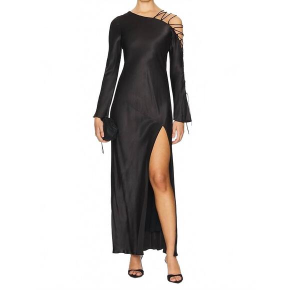 NEW SHONA JOY nora lace detail maxi dress in black